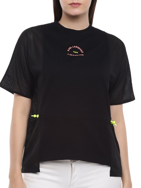 

Karl Lagerfeld Women Black Brand Logo Print T shirt