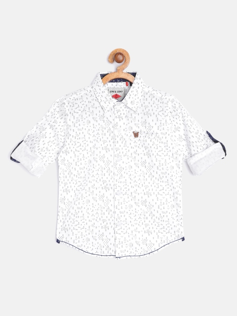 

Gini and Jony Boys White & Navy Blue Micro Ditsy Print Cotton Casual Shirt