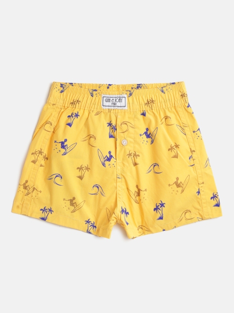 

Gini and Jony Boys Yellow & Blue Pure Cotton Printed Boxers 121246524581