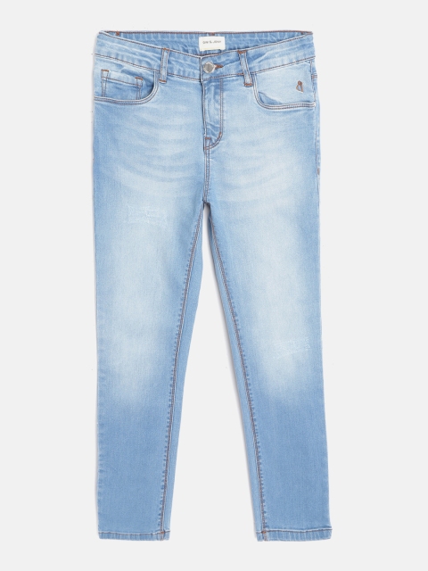 

Gini and Jony Girls Blue Slim Fit Low Distress Light Fade Stretchable Jeans