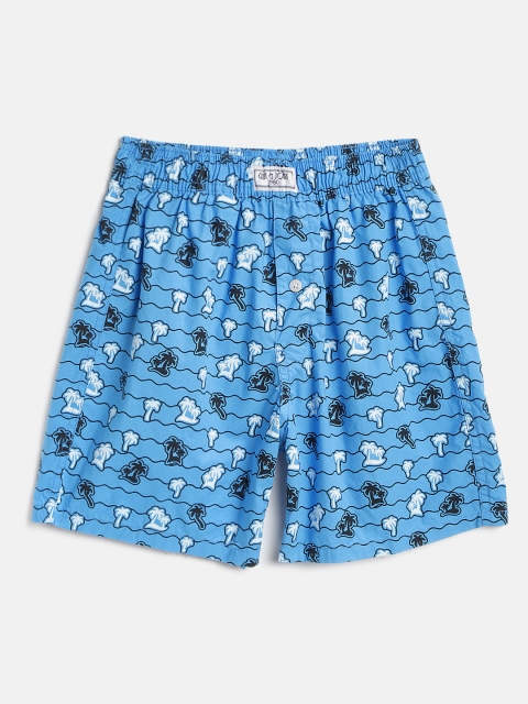 

Gini and Jony Boys Blue & White Pure Cotton Printed Boxers 121246524581