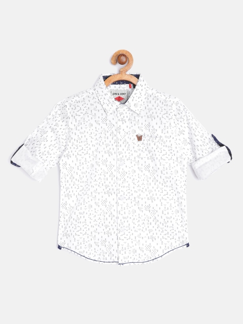 

Gini and Jony Infant Boys White & Navy Blue Micro Ditsy Print Cotton Casual Shirt