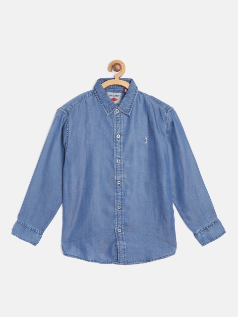 

Gini and Jony Boys Blue Solid Chambray Casual Shirt