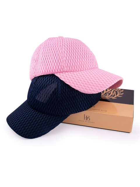 

BANGE Unisex Set Of 2 Pink & Navy Blue Baseball Cap