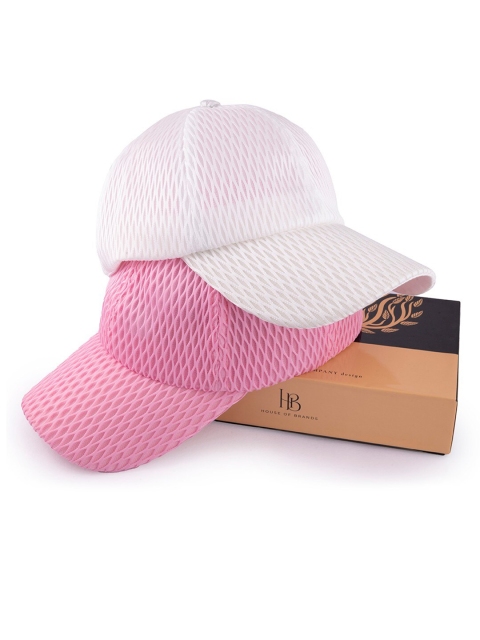 

BANGE Unisex Set Of 2 White & Pink Baseball Cap