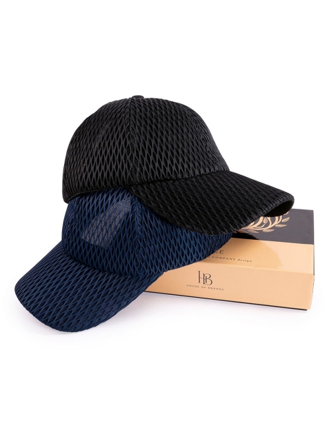 

BANGE Unisex Set Of 2 Black & Navy Blue Baseball Cap