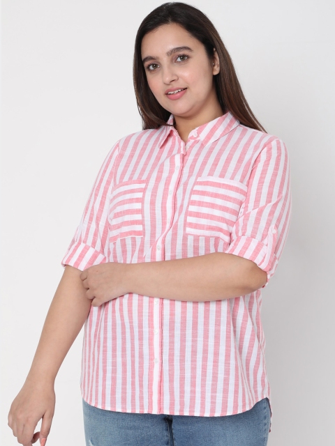 

Vero Moda Women Pink Opaque Striped Casual Shirt