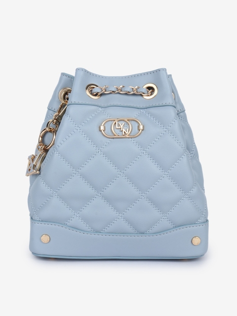 

LYN Women Blue Self Design Handbags