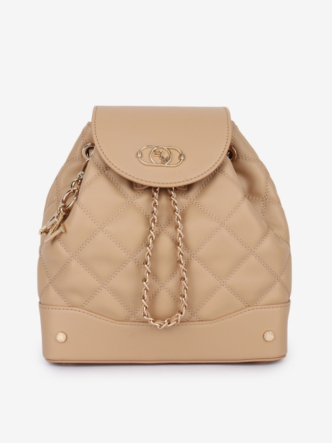 

LYN Beige PU Structured Satchel with Quilted