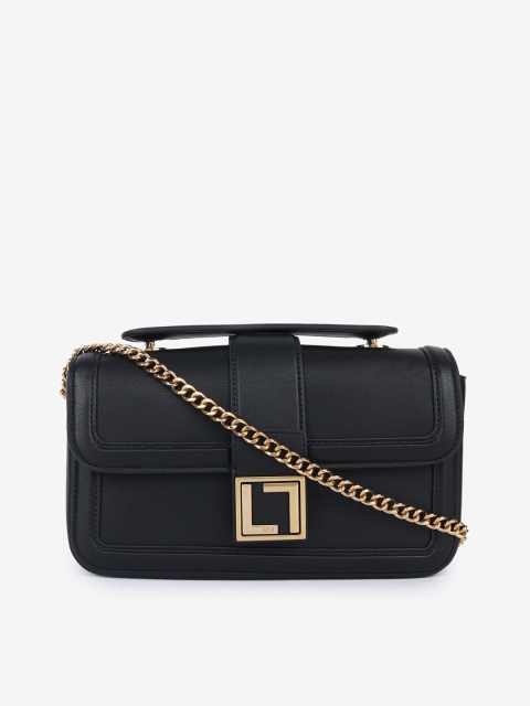 

LYN Women Black-Coloured PU Purse With Sling Strap