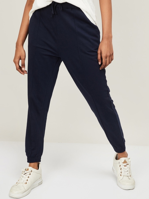 

Ginger by Lifestyle Women Navy Blue Solid Joggers Trousers