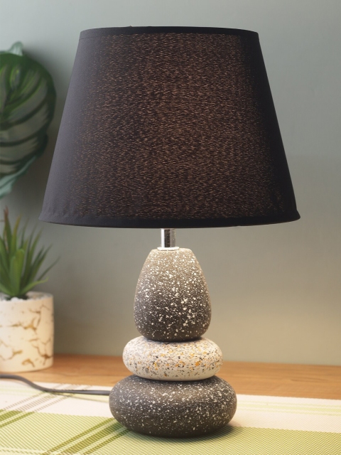 

House Of Accessories Black And Grey Ceramic Frustum Shape Table Lamp With Shade