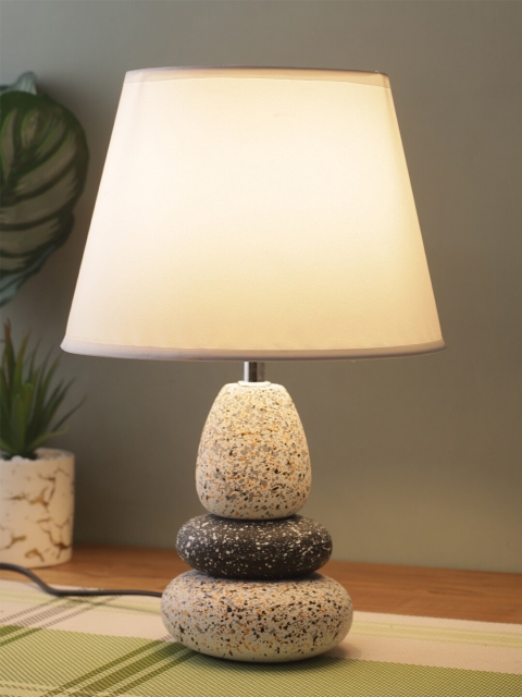 

House Of Accessories White And Grey Ceramic Frustum Shape Table Lamp With Shade
