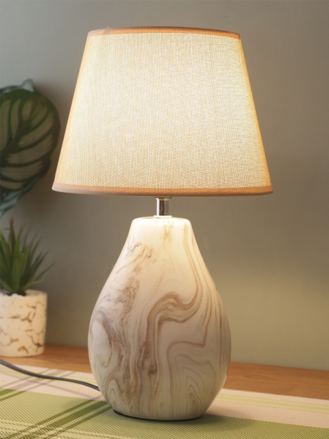 

House Of Accessories Brown Ceramic Frustum Shape Table Lamp With Shade