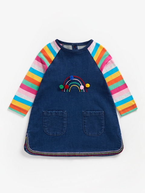 

mothercare Girls Blue Embroidered A-Line Denim Dress