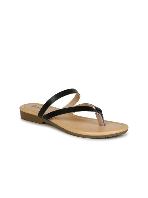 

Denill Women Black-Coloured Solid T-Strap Flats