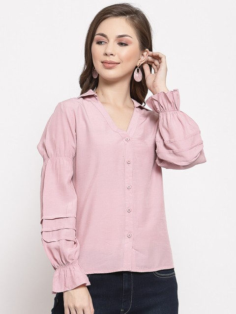 

Mafadeny Pink Shirt Style Top