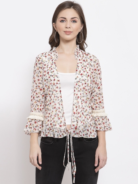 

Mafadeny White & Red Floral Regular Top