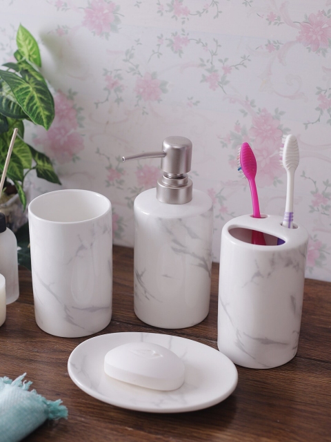 

House Of Accessories Set Of 4 White Bathroom Accessories