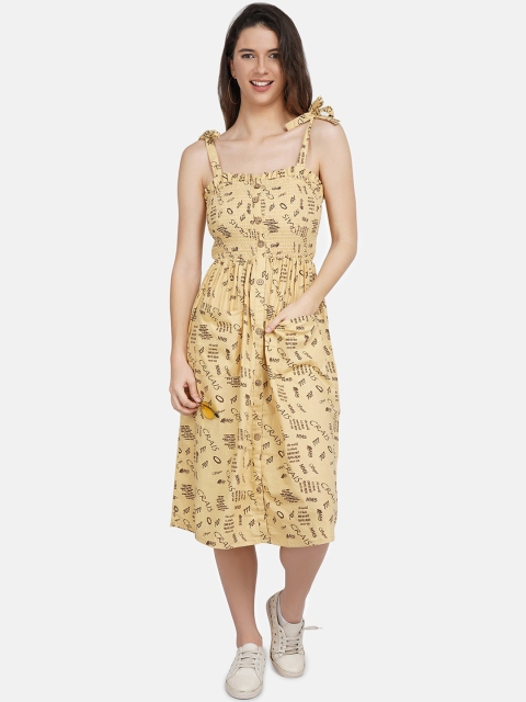 

JAAIVE Beige Floral Midi Dress