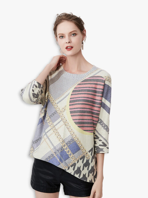 

JC Collection Women White & Red Printed Pullover