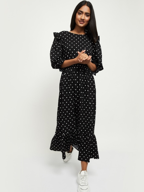 

Max Women Black & White Polka Dots Midi Dress