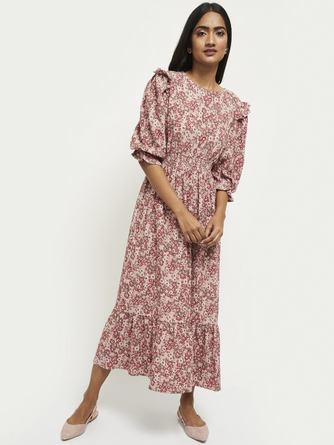 

max Woman Pink Floral Maxi Midi Dress