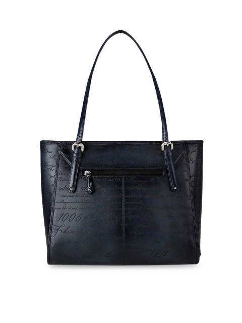 

Da Milano Navy Blue Textured Leather Structured Handheld Bag