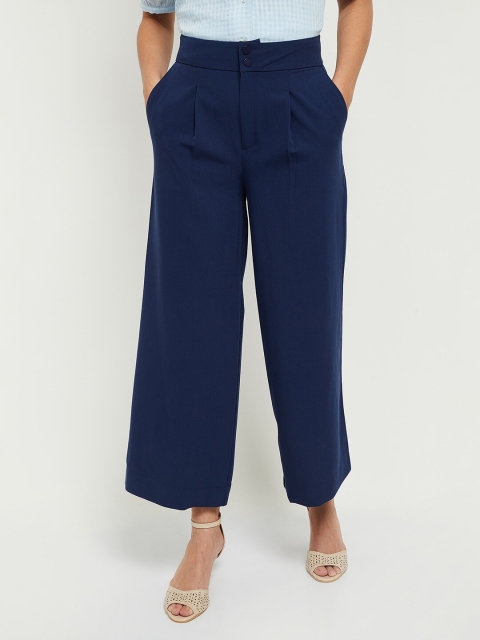 

max Women Navy Blue Palazzos