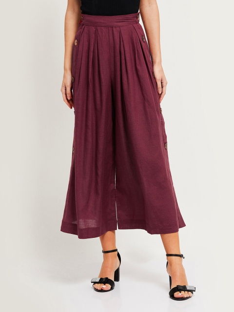 

max Women Maroon Flared Ethnic Palazzos