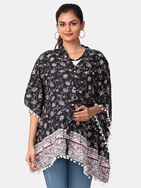 

The Mom Store Women Black & Pink Floral Kaftan Nursing Cover and Top