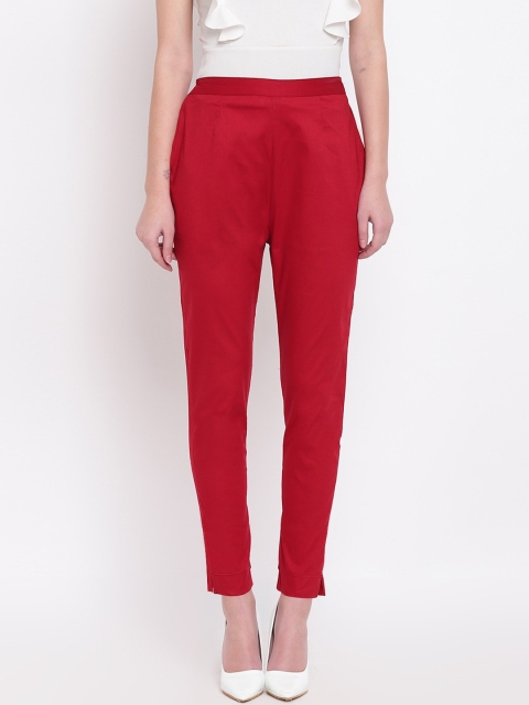 

RIVI Women Maroon Skinny Fit Easy Wash Trousers