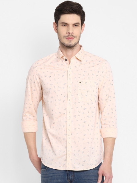 

Turtle Men Peach-Coloured Printed Slim Fit Casual Shirt