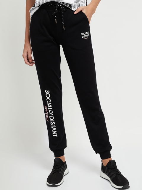 

max Women Black Solid Pure Cotton Joggers