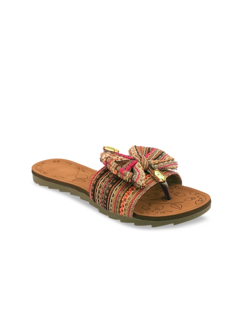 

DESI COLOUR Women Multicoloured Embellished Open Toe Flats with Bows, Multi