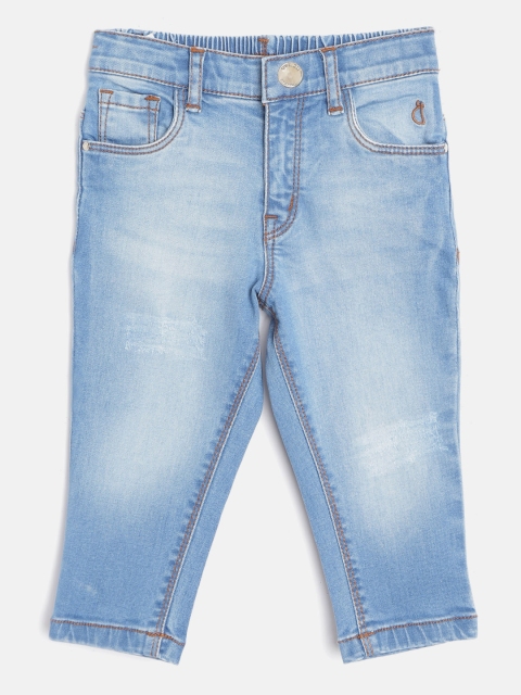 

Gini and Jony Girls Blue Slim Fit Low Distress Light Fade Stretchable Jeans