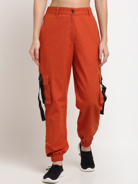

NEUDIS Women Orange Relaxed Loose Fit Joggers Trousers