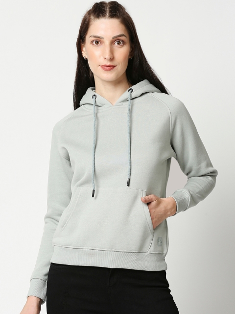 

Bewakoof Women Grey Solid Hooded Sweatshirt