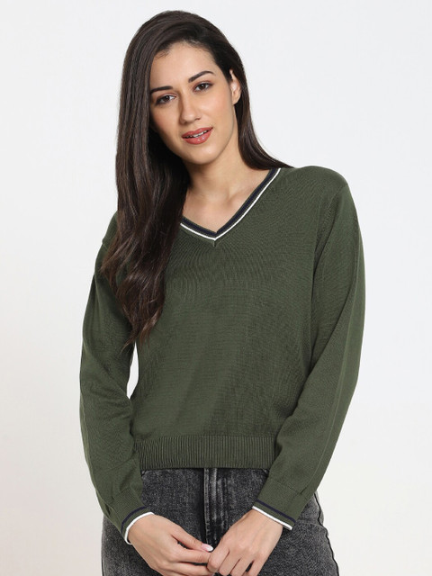 

Bewakoof Women Green & Black Pullover Sweater