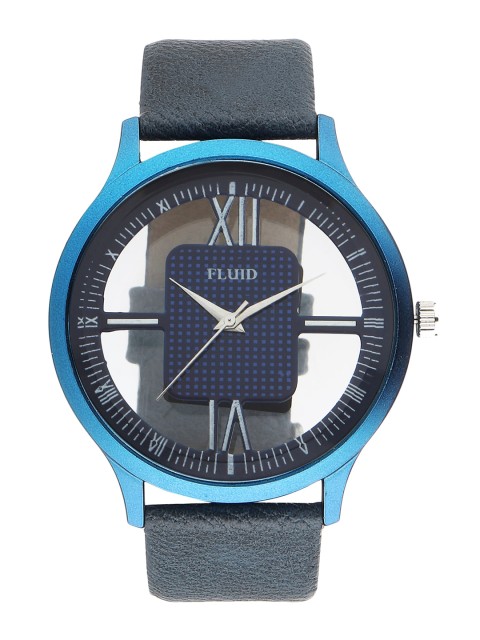 

FLUID Unisex Blue Skeleton Dial & Blue Leather Straps Analogue Watch - FL-003-TRAN-BL