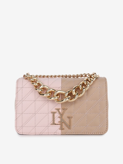 

LYN Beige Colourblocked PU Structured Sling Bag