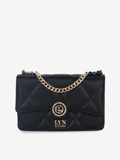 

LYN Black PU Structured Sling Bag with Quilted