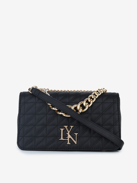 

LYN Black PU Structured Handbags with Quilted