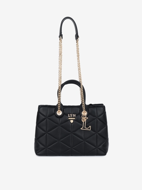 

LYN Black PU Structured Handbags with Quilted