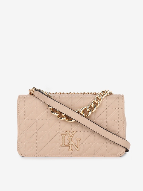

LYN Beige PU Structured Sling Bag with Quilted