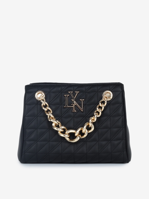 

LYN Black PU Structured Handbags with Quilted