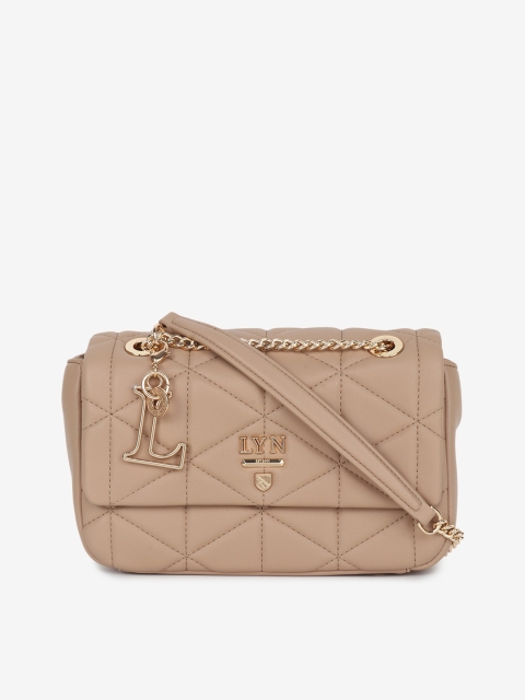 

LYN Beige PU Structured Sling Bag with Quilted