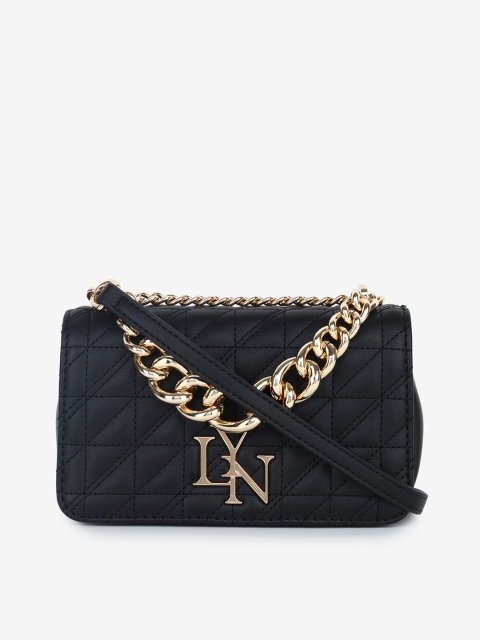 

LYN Black PU Structured Sling Bag with Quilted