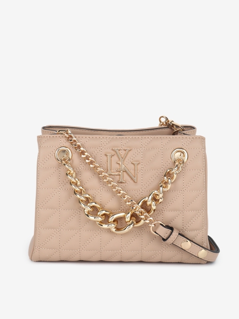 

LYN Beige PU Structured Handbags with Quilted