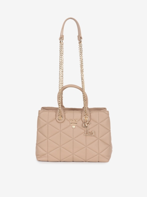 

LYN Beige PU Structured Handbags with Quilted